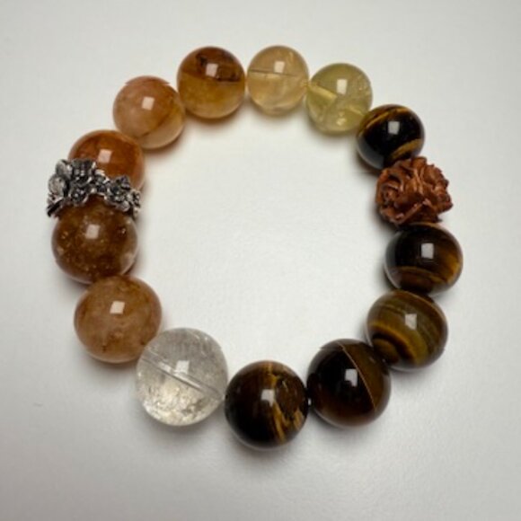Tiger Eye × Golden Rutilated Quartz Bracelet - Picture 10 of 14